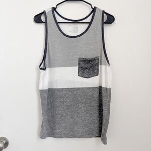 White Grey Tank Top Mens Size Large Blue Crown Cotton Polyester Blend